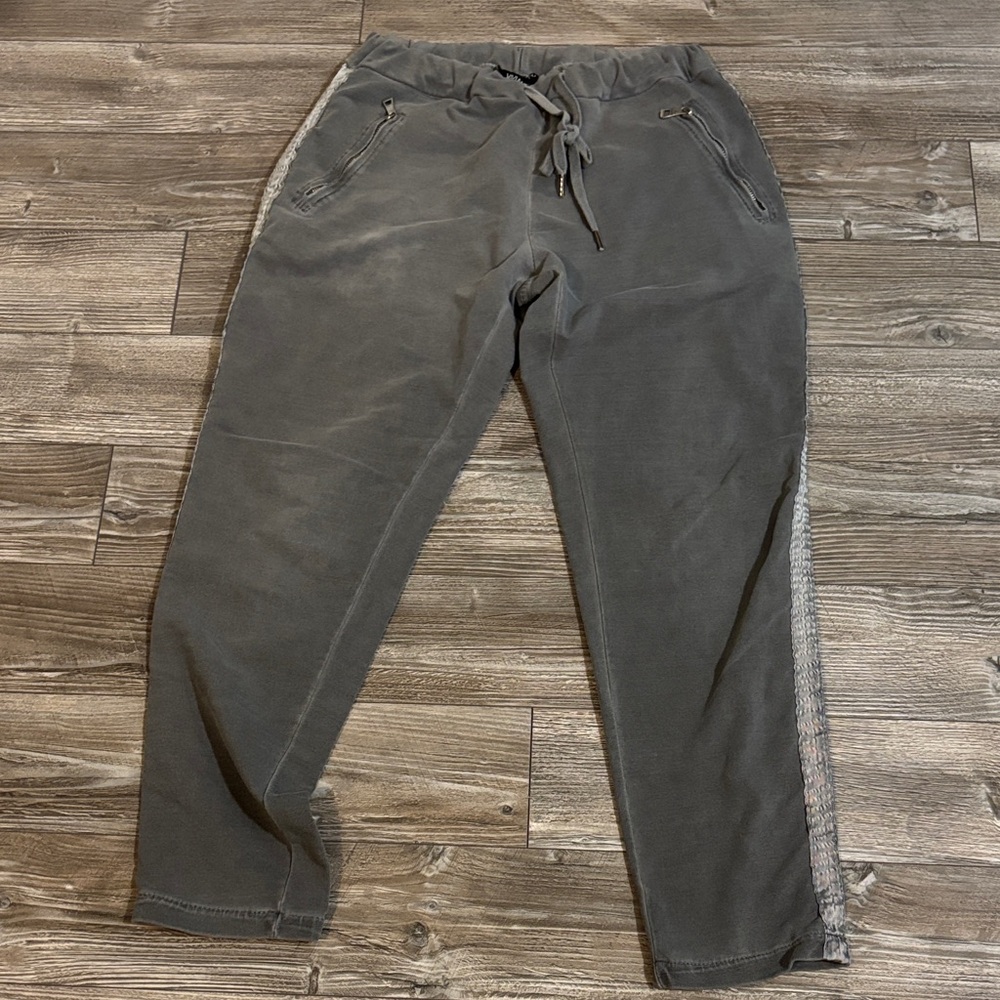 Vivian Shyu Women's Charcoal Joggers with Side Stripes made in Italy Size M